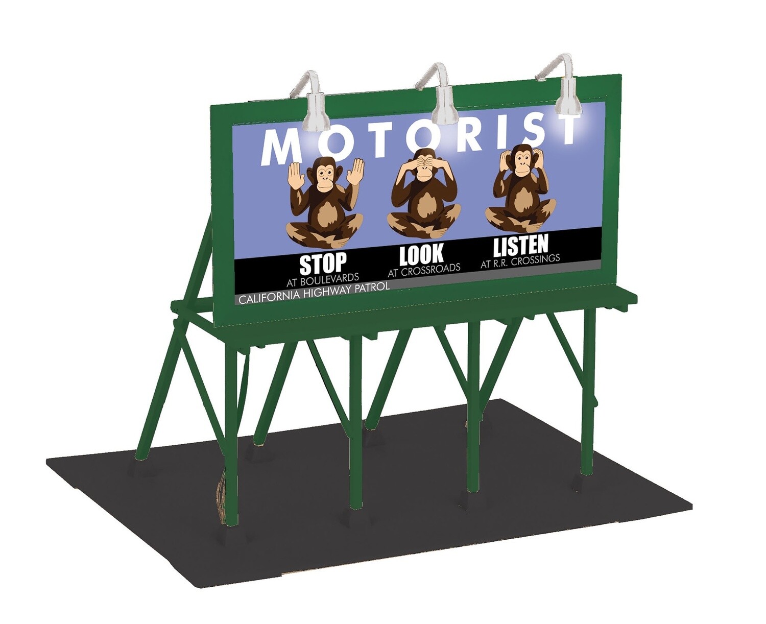MTH30-90584 | O Gauge | RailKing Lighted Billboard | Stop, Look, Listen