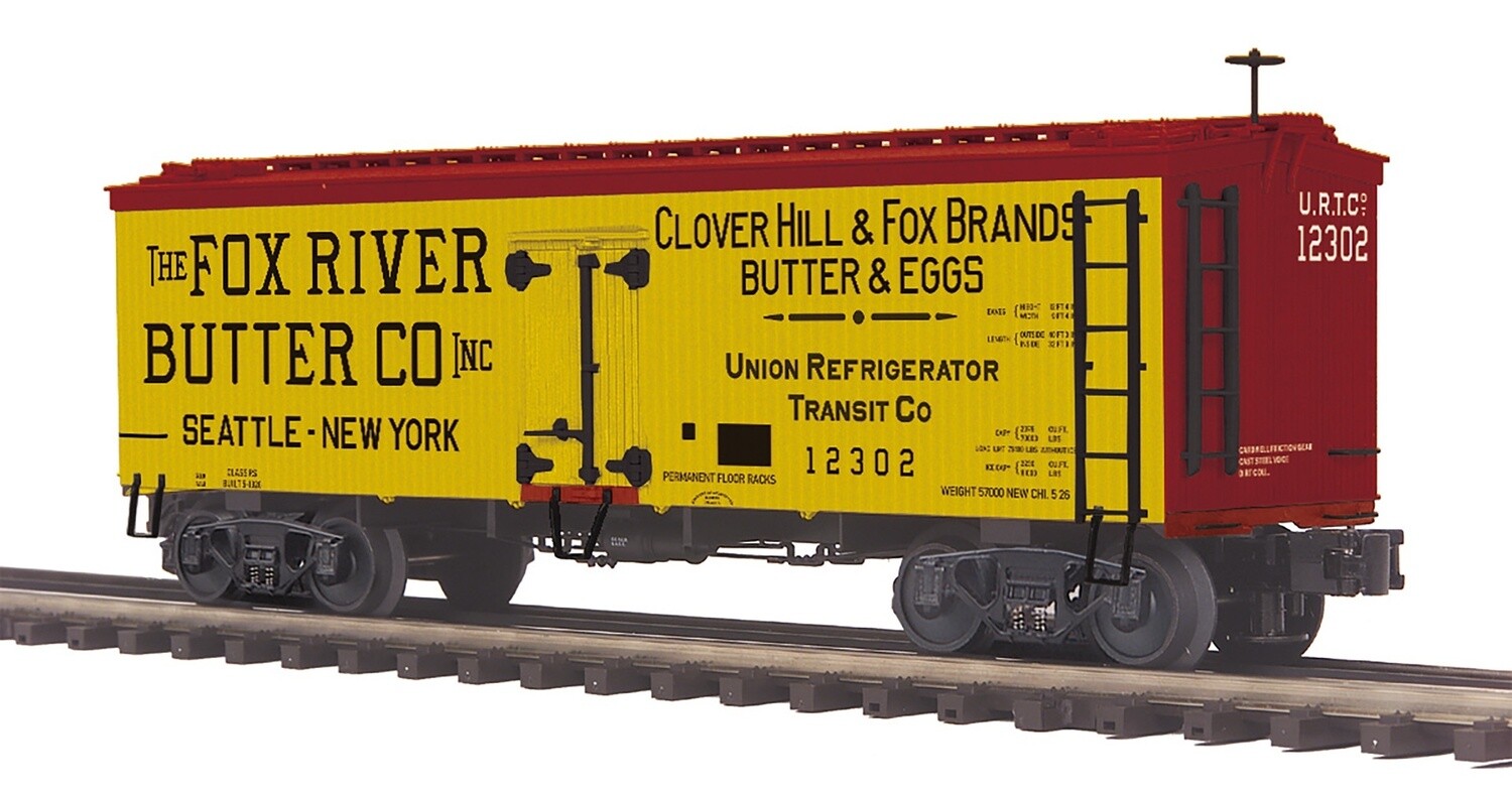 MTH20-94624 | O Gauge | Premier 36’ Woodsided Reefer Car | Fox River Butter
