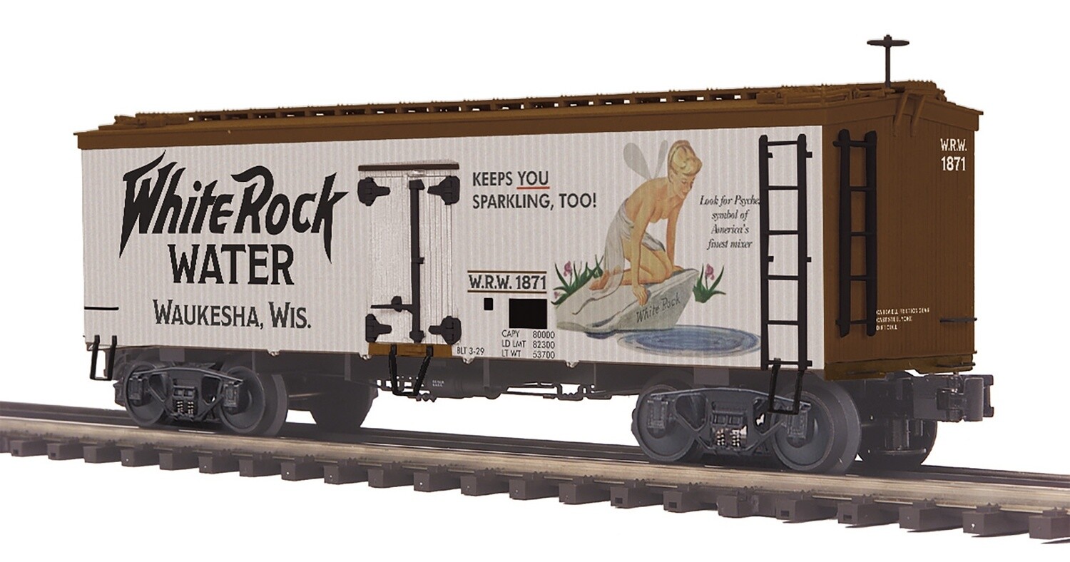 MTH20-94623 | O Gauge | Premier 36’ Woodsided Reefer Car | White Rock Water