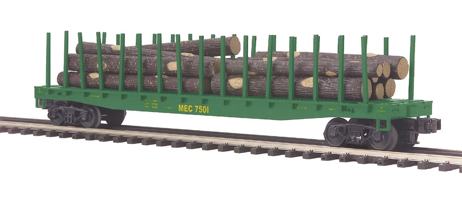 MTH20-98374 | O Gauge | Premier Flat Car w/Log Load | Maine Central