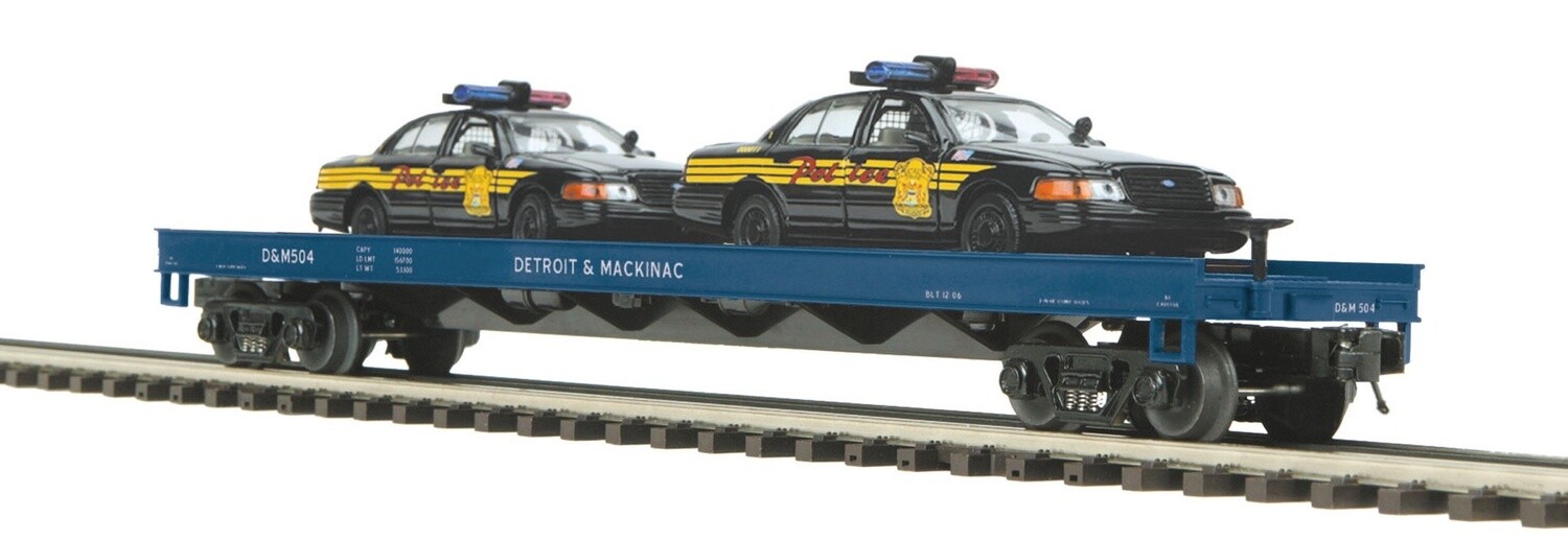 MTH20-98547 | O Gauge | Premier Flat Car w/(2) Ford Police Cars | Detroit