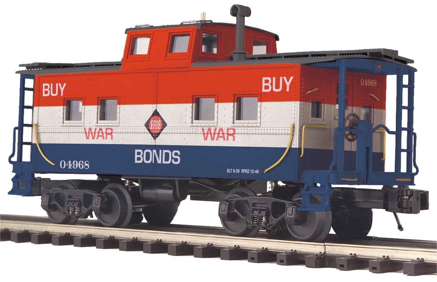 MTH20-91602 | O Gauge | Premier Steel Caboose - Center Cupola | Erie (Buy War Bonds)