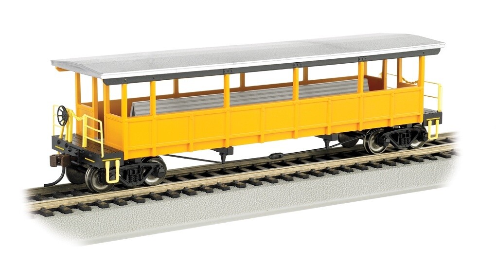 BAC17448 | HO | OPEN-SIDED EXCURSION CAR | PAINTED UNLETTERED-SILVER/YELLOW