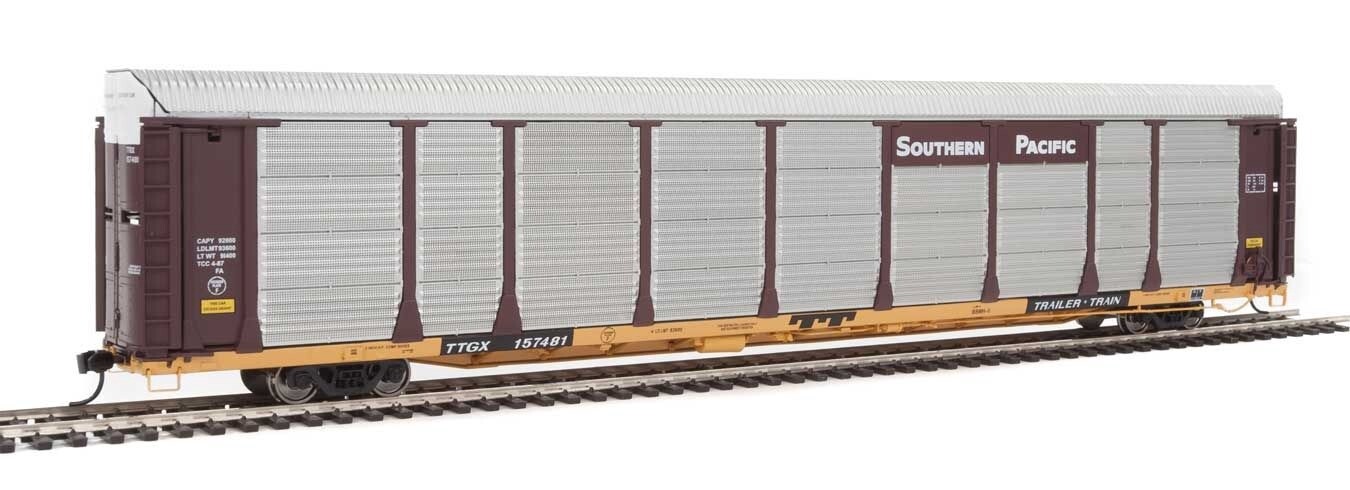 920-101343 | HO 89ft Thrall Bi-Level Autorack | Southern Pacific Rack, TTGX Flatcar #157481