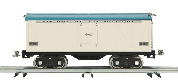 MTH10-2133 | STD Gauge | 500 Series Std. Gauge Reefer Car | White &amp; Light Blue (w/Nickel Trim) No. 514R