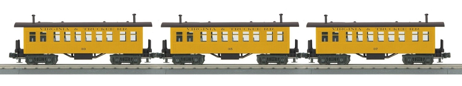 MTH30-6432 | O Gauge | RailKing 3-Car Overton Passenger Coach Set | Virginia &amp; Truckee