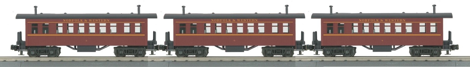 MTH30-6442 | HO | RailKing 3-Car Overton Passenger Coach Set | Norfolk and Western