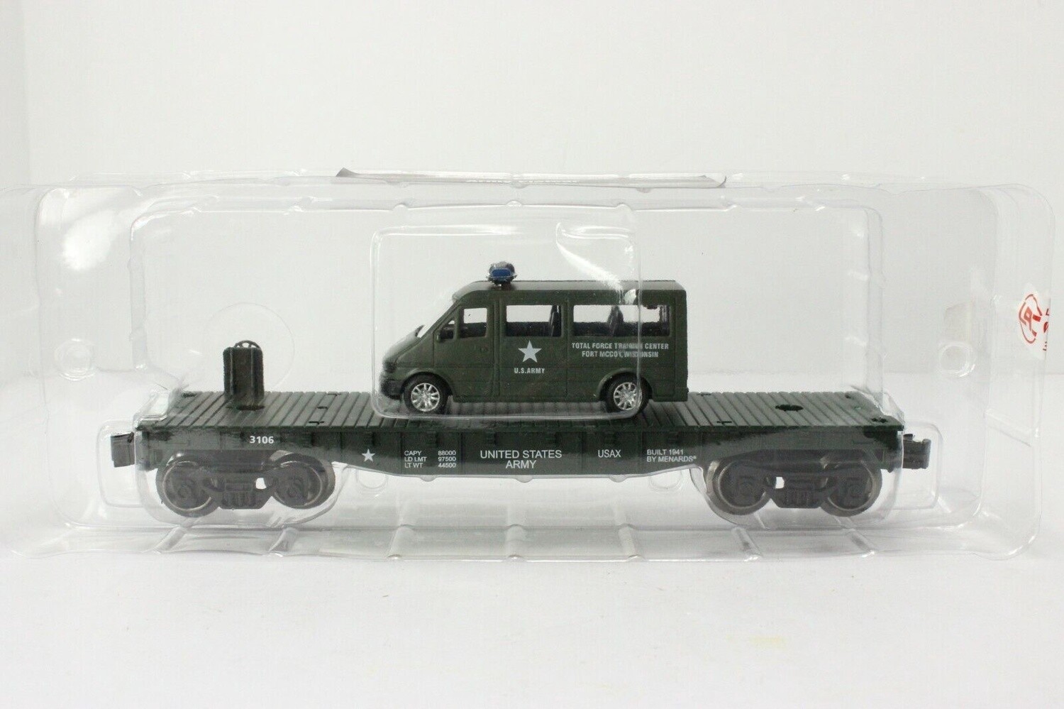 Menards 279-3449 | O Gauge | ARMY SFC FLATCAR WITH ARMY VAN