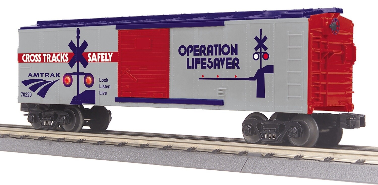 MTH302-71121 | O Gauge | RailKing Box Car w/Blinking LEDs | Amtrak