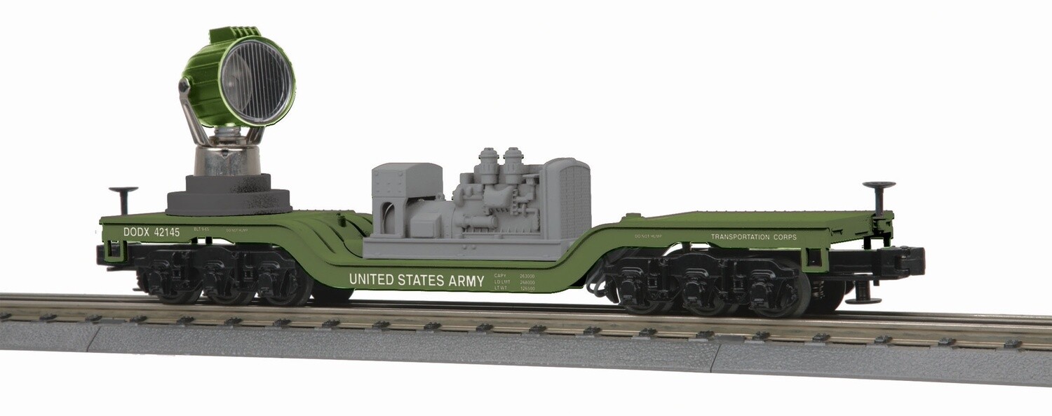 MTH30-79420 | O Gauge | RailKing Die-Cast Operating Searchlight Car | U.S. Army