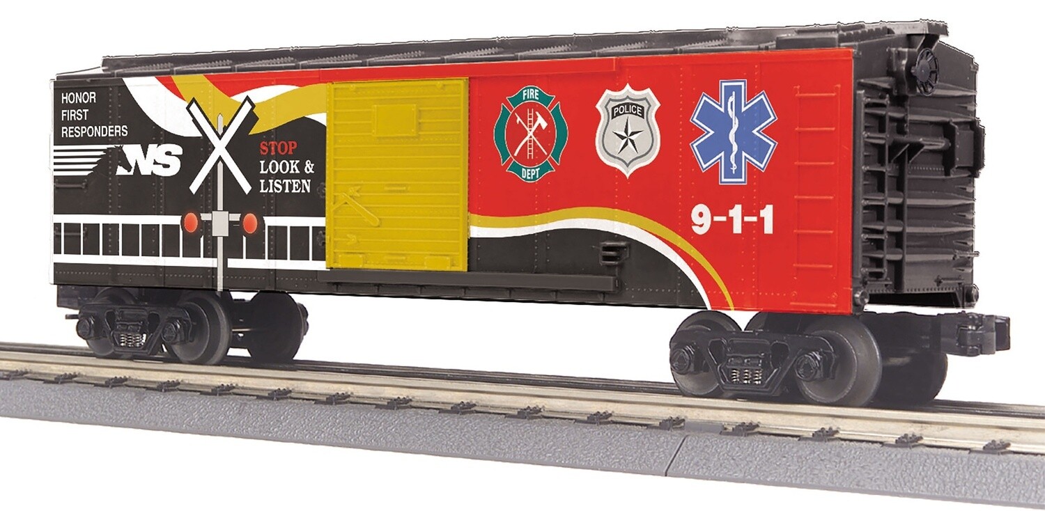 MTH30-74885 | O Gauge | RailKing Box Car w/Blinking LEDs | Norfolk Southern (First Responders) Car No. 911