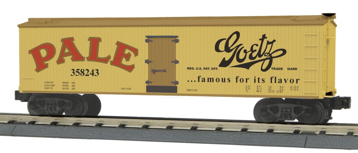 MTH30-78089 | O Gauge | RailKing 40' Woodsided Reefer Car | Goetz Pale