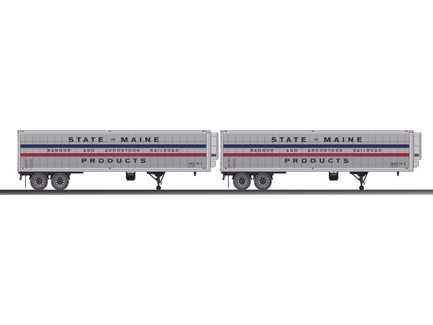 LIONEL6-83580 | O Gauge | BAR STATE OF MAINE 40' TRAILER 2-PACKS