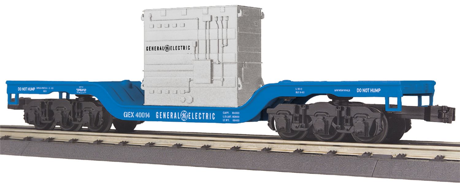 MTH30-76576 | O Gauge | RailKing Dep. Center Flat Car w/Transformer Load | General Electric
