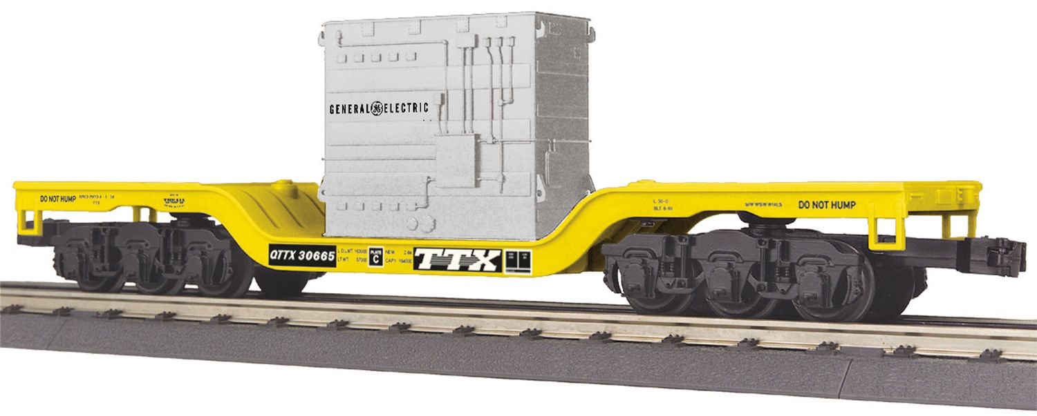 MTH30-76579 | O Gauge | RailKing Dep. Center Flat Car w/Transformer Load | TTX