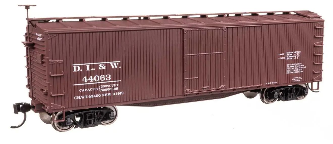 910-40176 - HO - DL&amp;W 40' Wood Box Car 44063