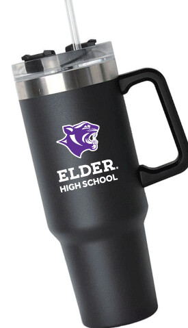 Black Travel Mug with Straw 42 oz