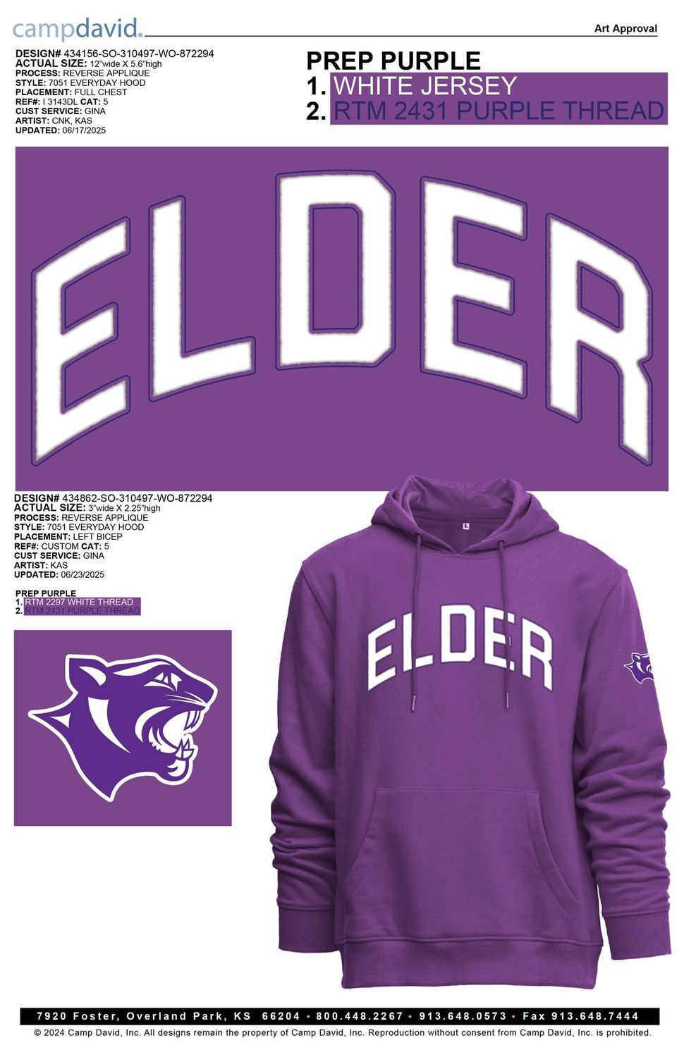 CAMP DAVID PURPLE  HOOD  RAW EDGE LETTERING