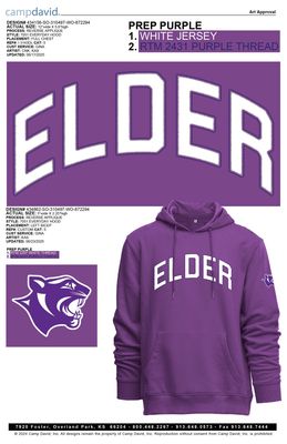CAMP DAVID PURPLE  HOOD  RAW EDGE LETTERING