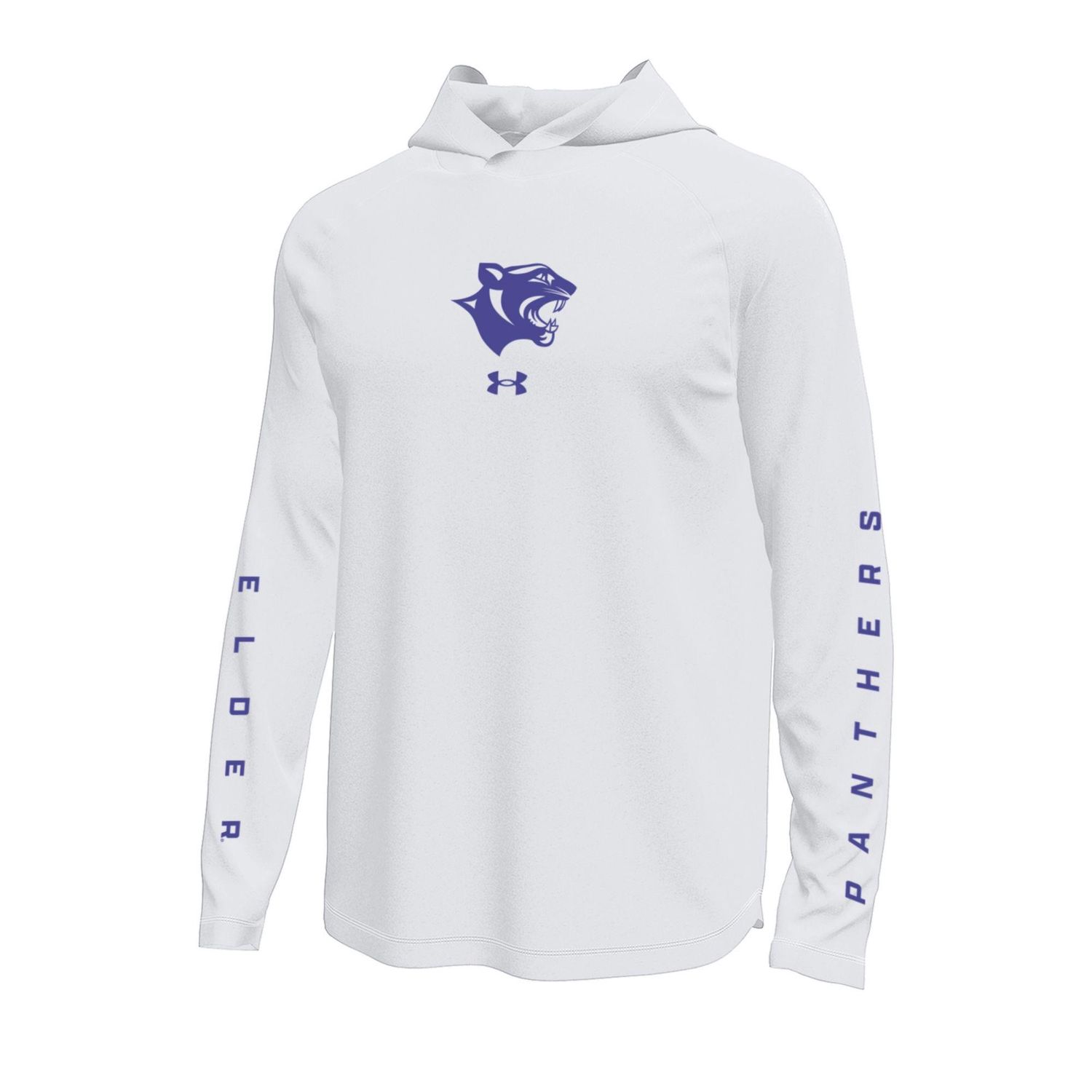 UA MENS WHITE LS/ TECH HOOD