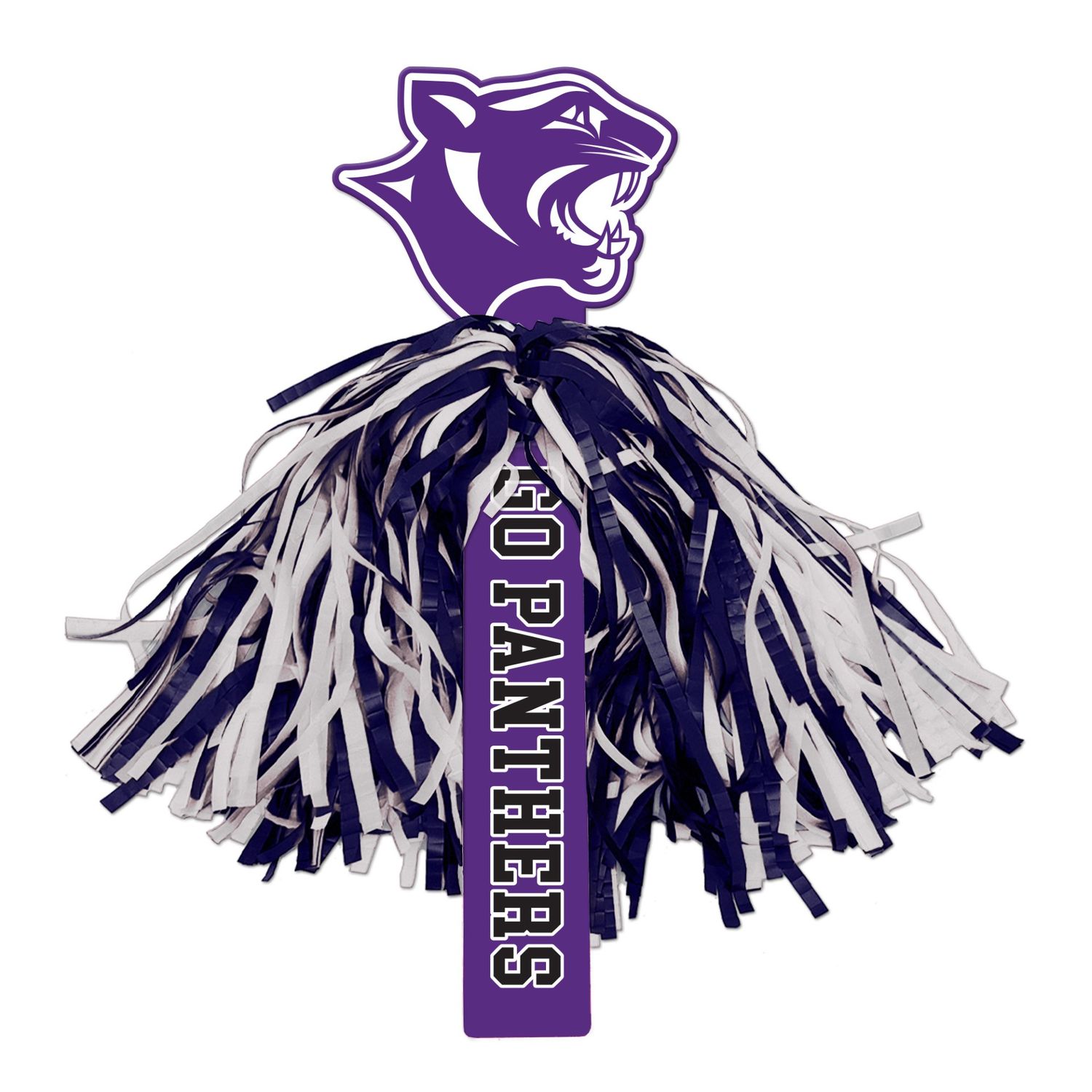 CHEER POM WITH PANTHER HEAD