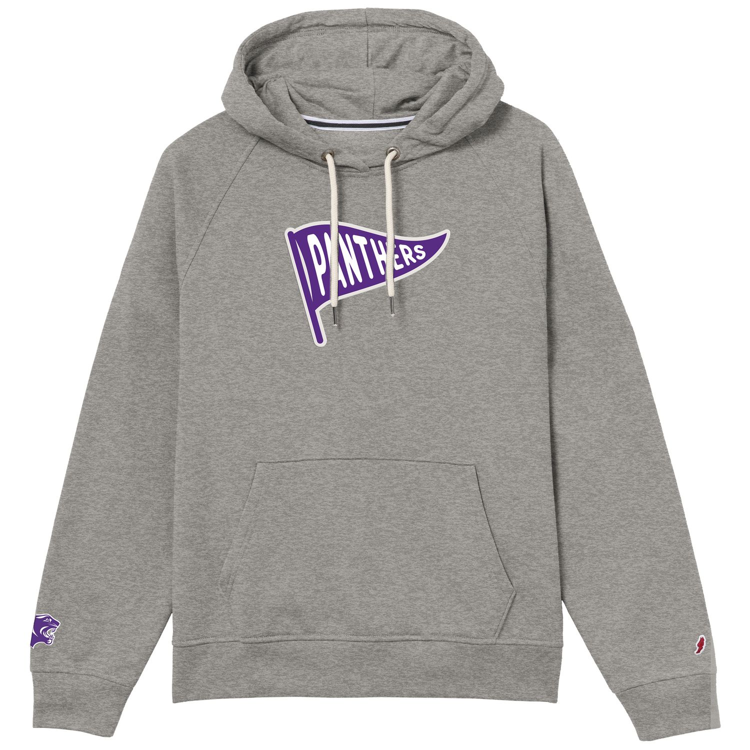 L2 WOS GREY HOOD WITH CHENILLE PANTHERS PENNANT ART
