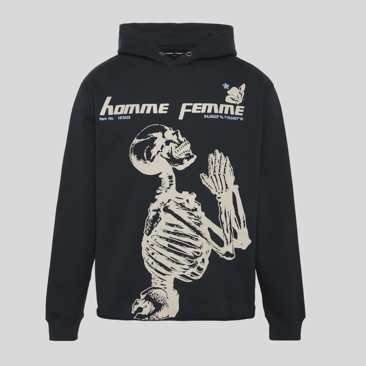 Homme Femme Skeleton Hoodie Grey