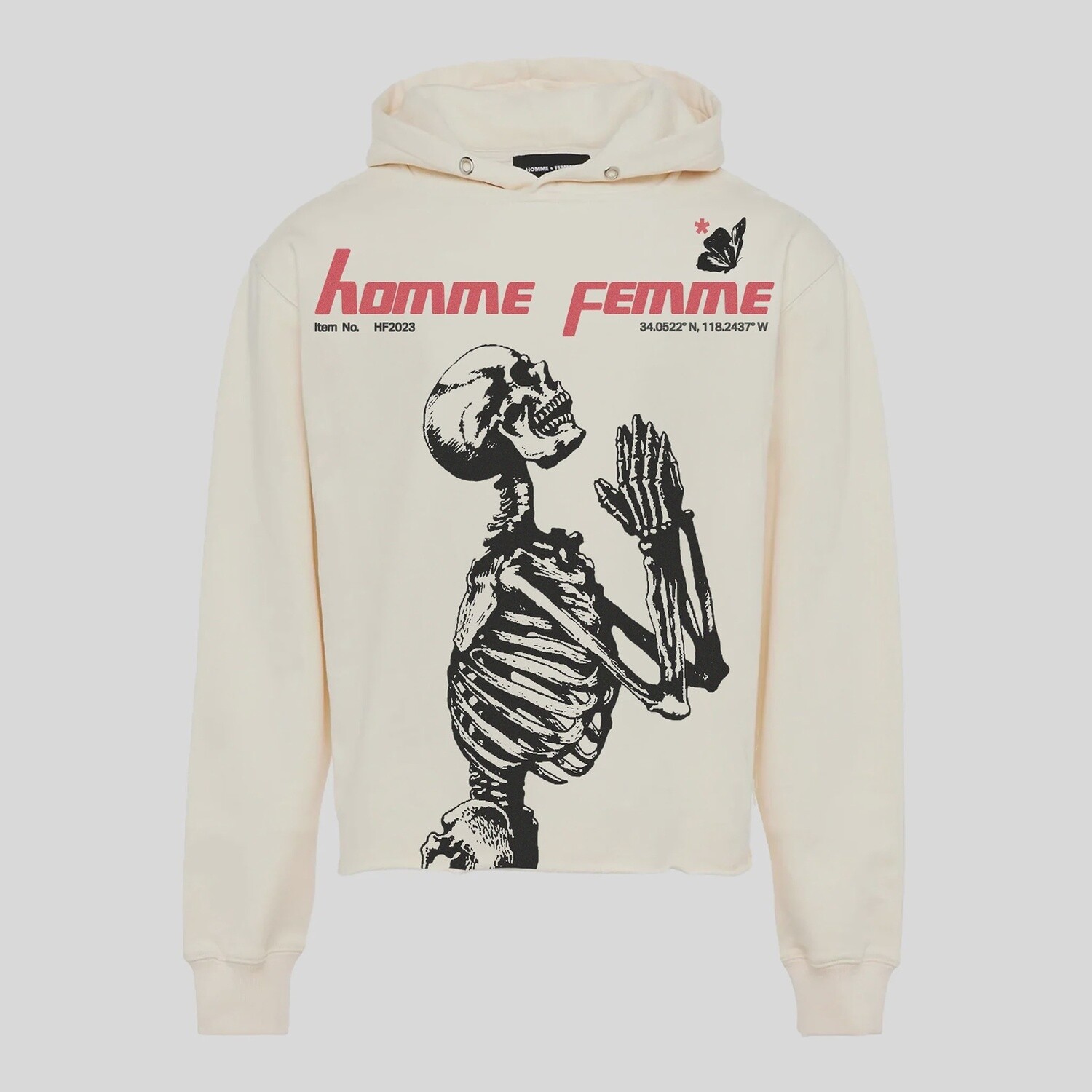 Homme Femme Skeleton Hoodie Cream