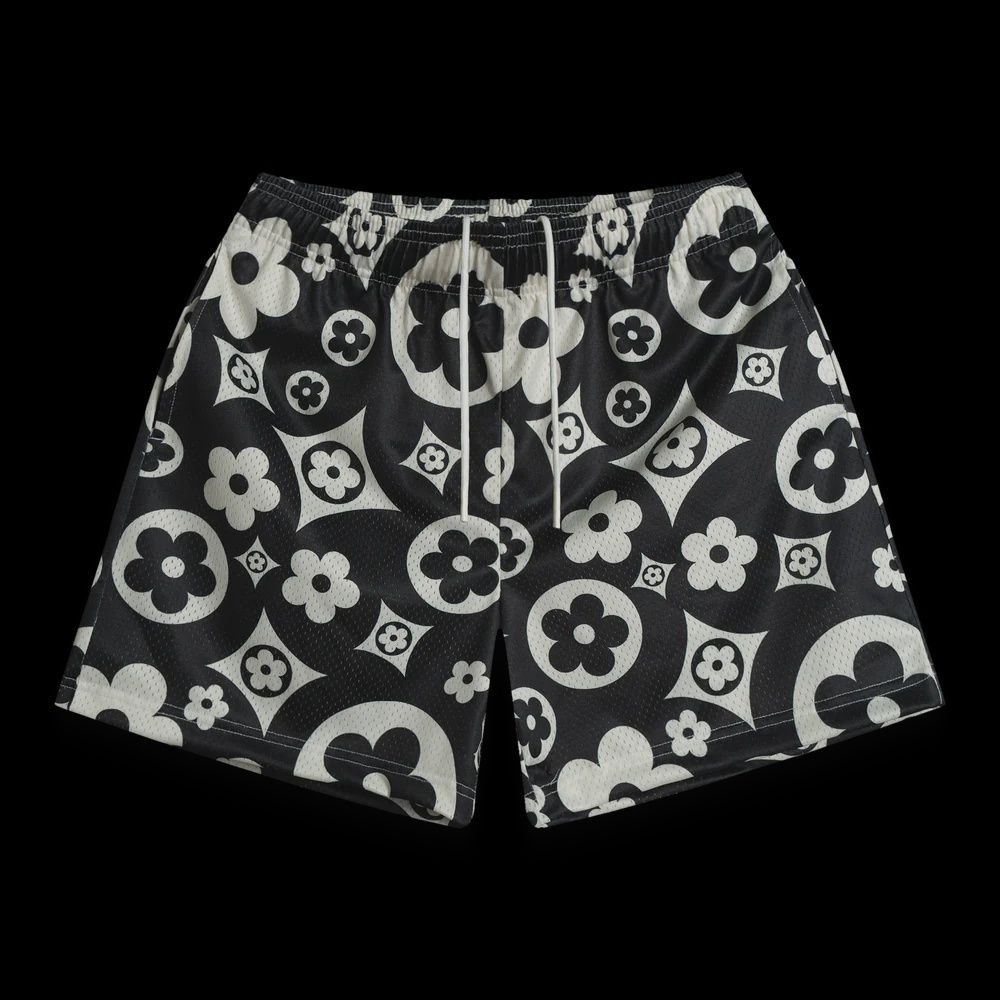 Bravest Studios Black White Flower Shorts
