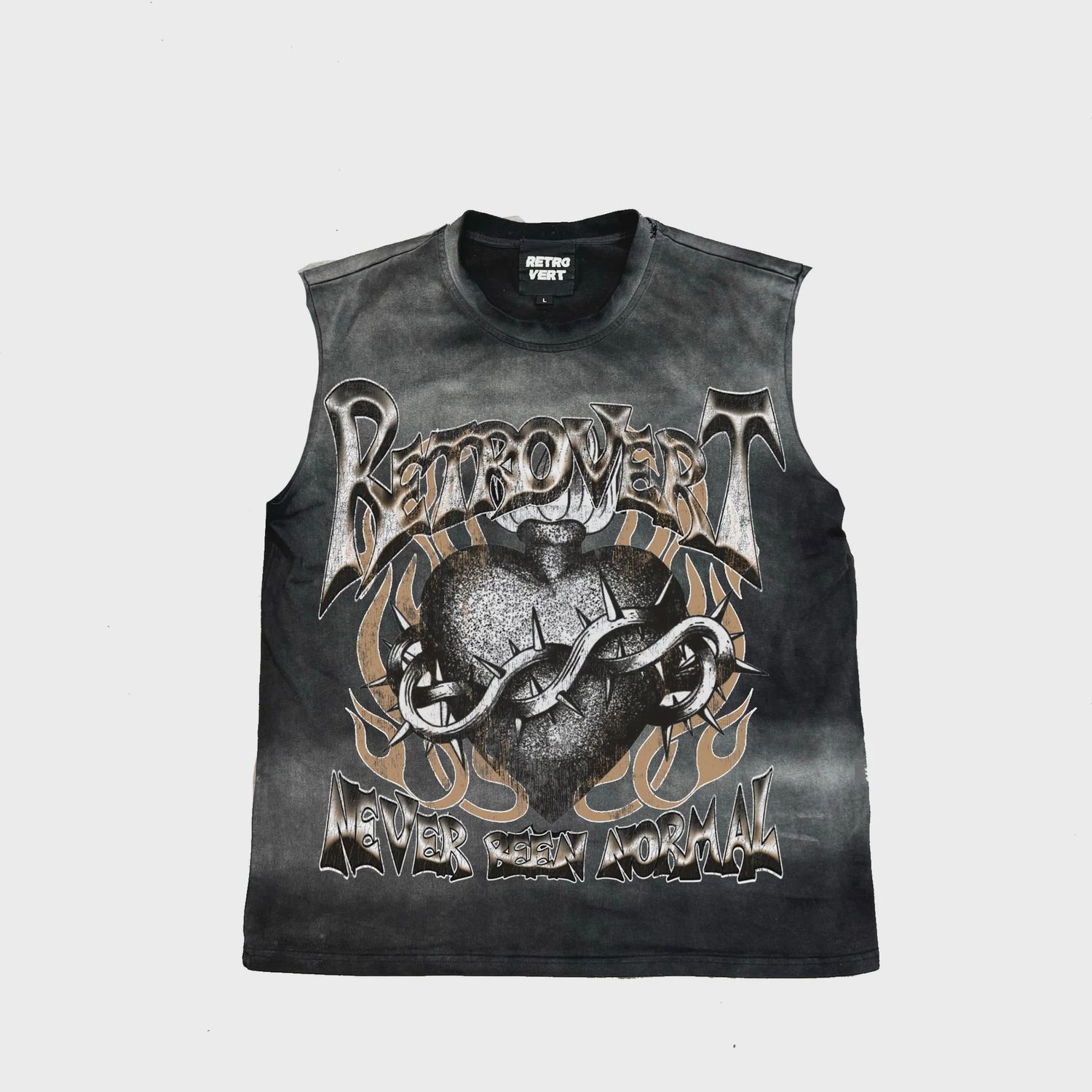 Retrovert Heart Thrown Cut Off Black