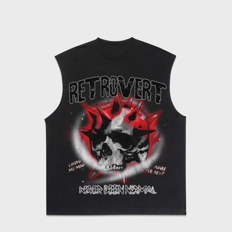Retrovert Skull Cut Off Tee Red