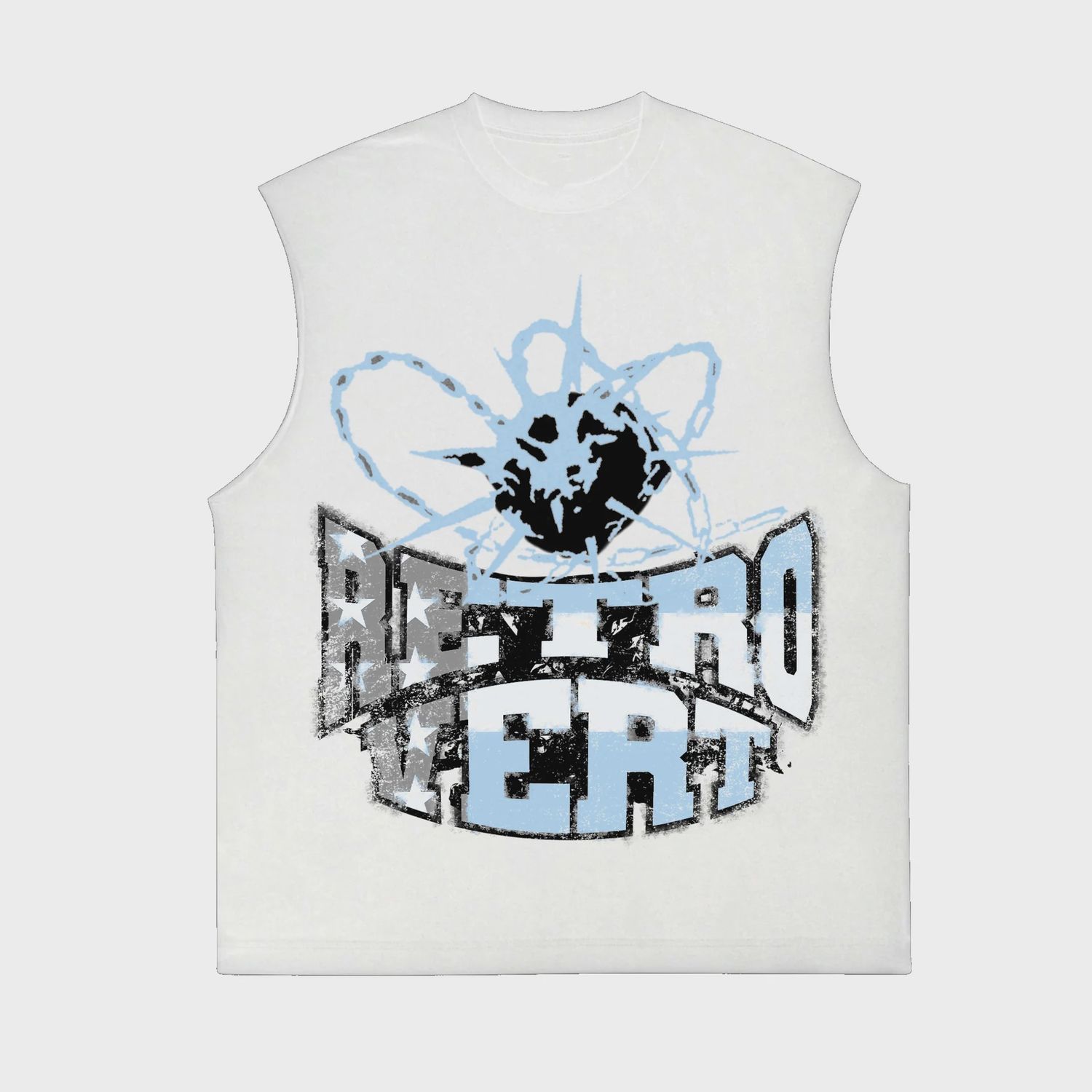 Retrovert Destruction Spike Cut Off Tee Baby Blue