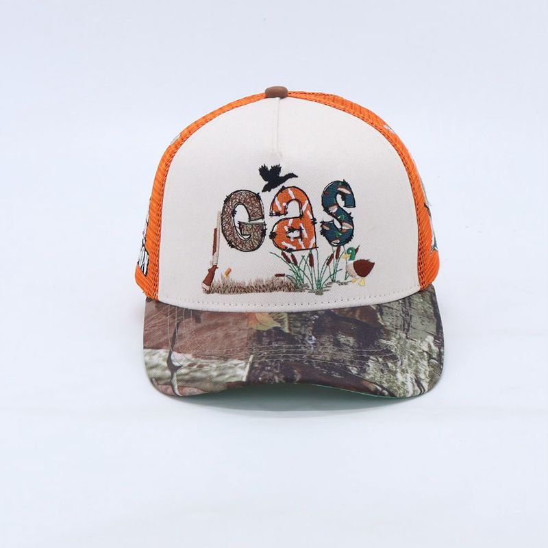GAS Orange Camo Trucker Hat