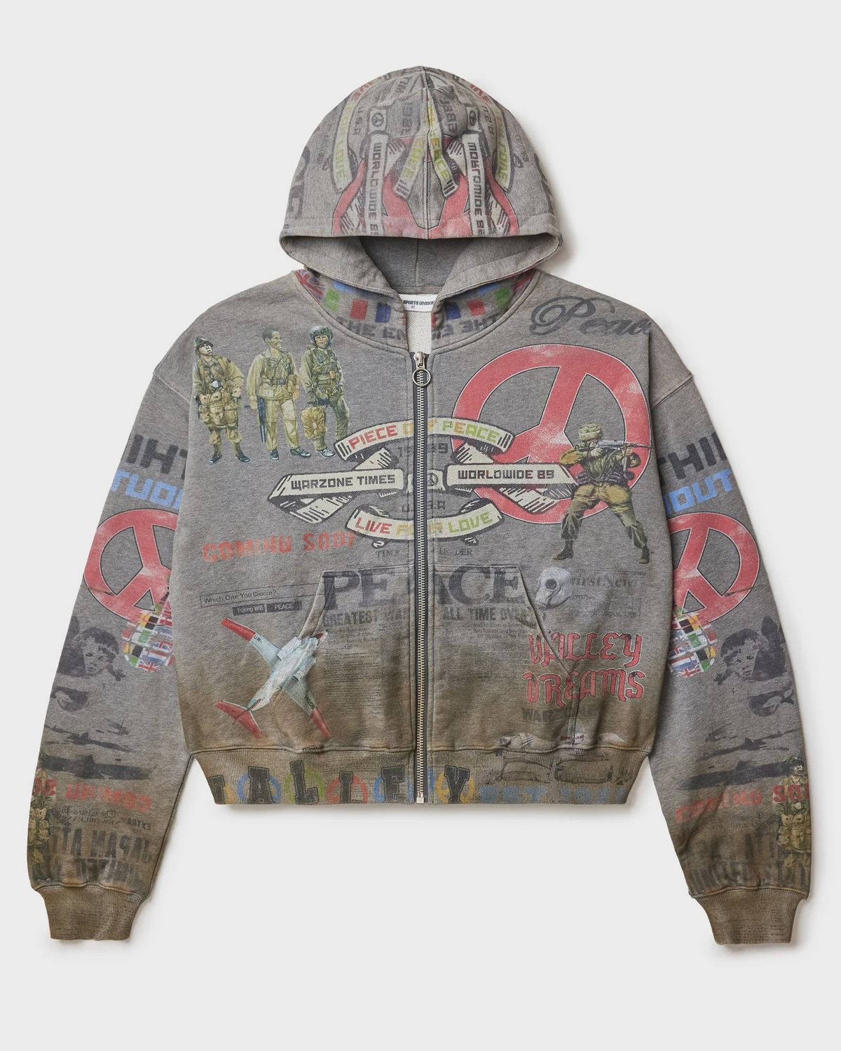 Vale Dirty Grey Peace Hoodie