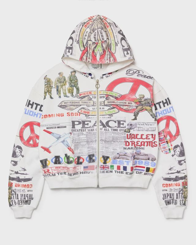 Vale Peace Zip Up Hoodie White