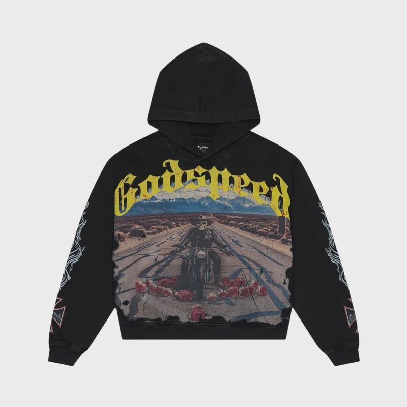 Godspeed Long Lonely Road Hoodie Black Wash