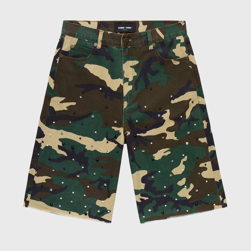 Homme Femme Camo Gemstone Shorts