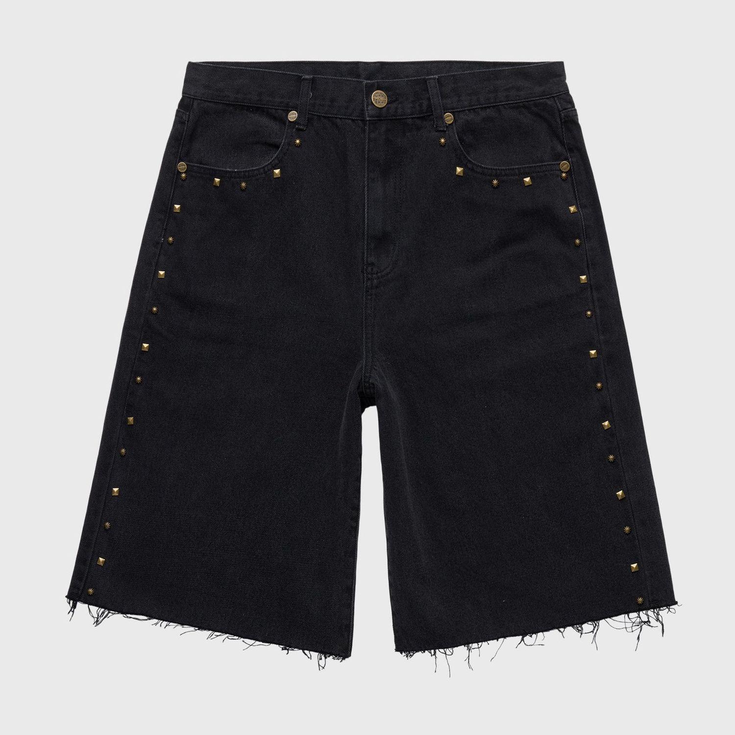 Homme Femme Studded Denim Shorts Black
