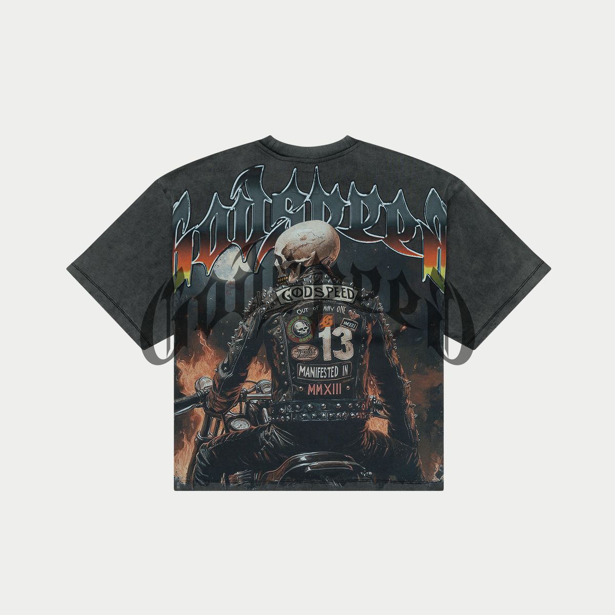 Godspeed Biker Nation Tee Grey Wash