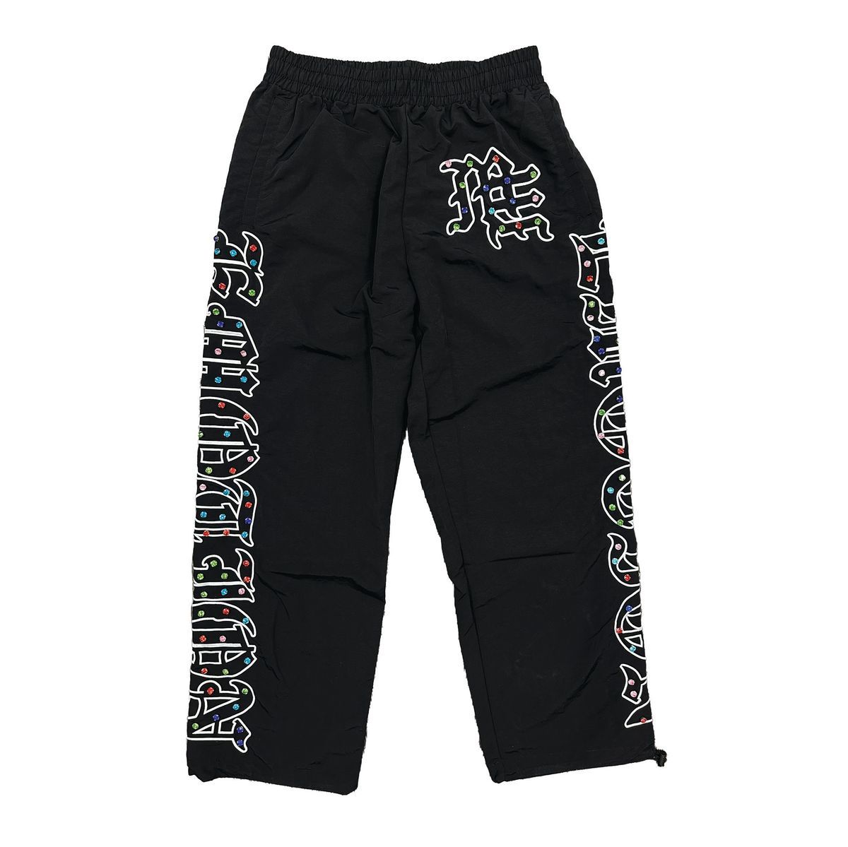 Mixed Emotions Rhinestone Nylon Pants Black