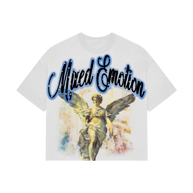 Mixed Emotion White Statue Cropped Tee
