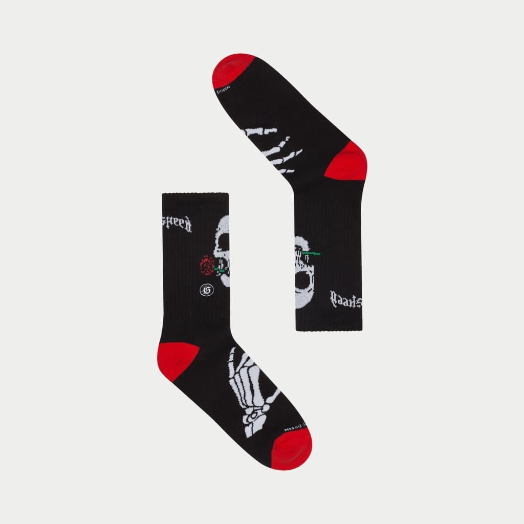 Godspeed Skull &amp; Roses Sock Black/Red