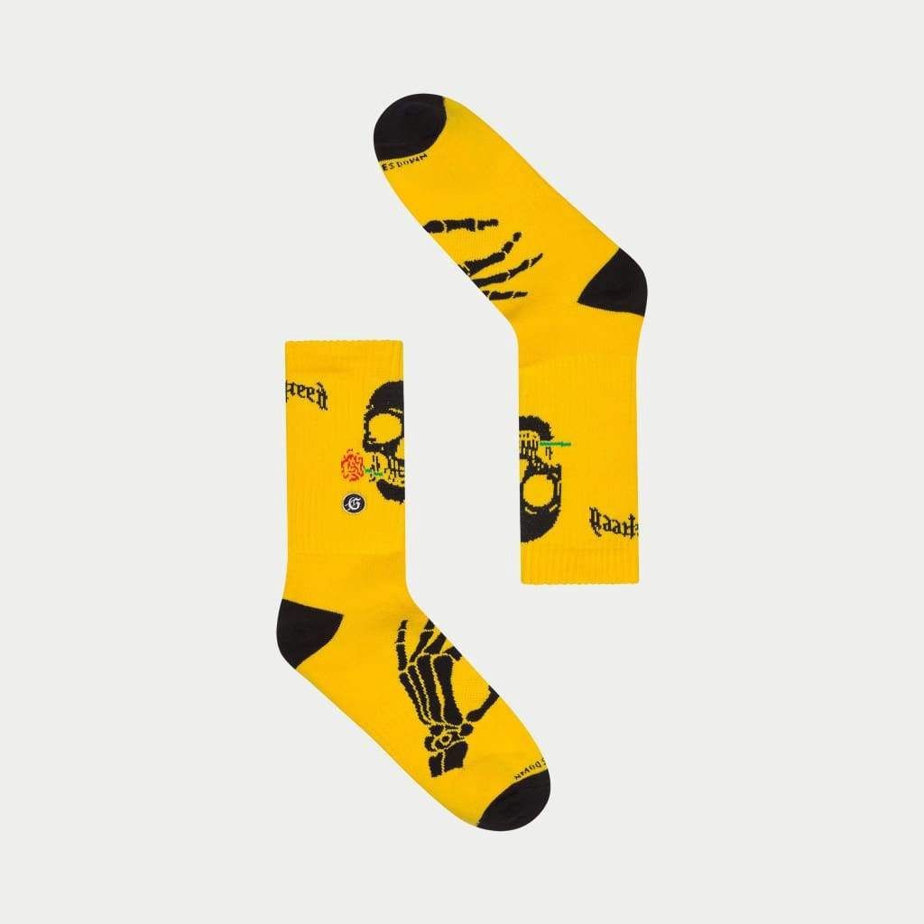 Godspeed Skull &amp; Roses Sock Black/Yellow