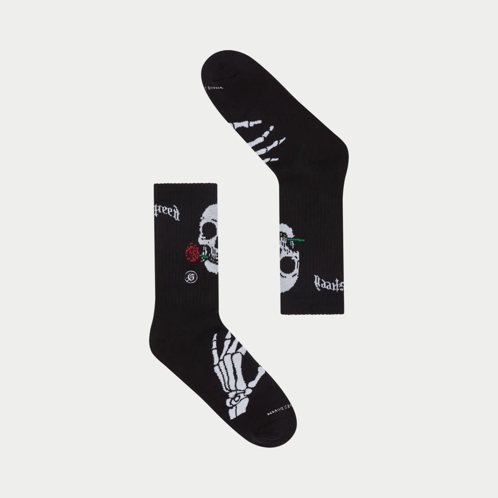 Godspeed Skull &amp; Roses Sock Black