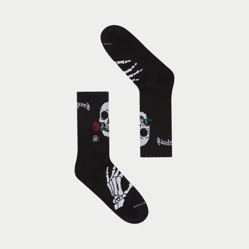 Godspeed Skull &amp; Roses Sock Black