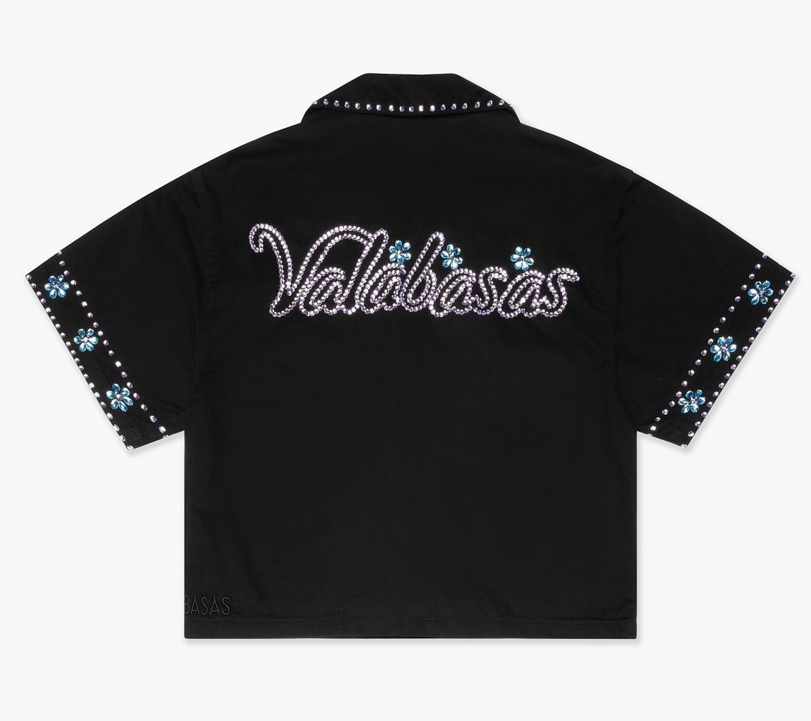 Valabasas Under Pressure Cropped Button Down Black