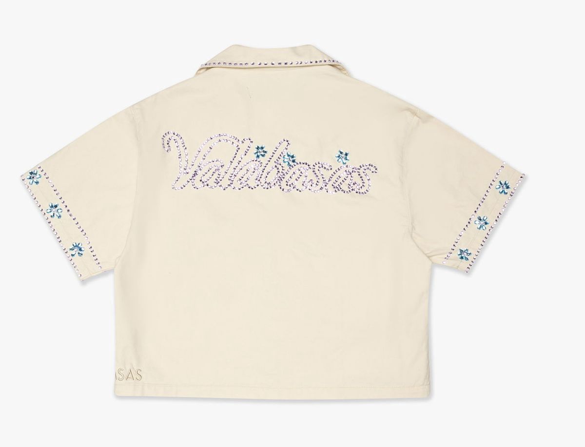 Valabasas Under Pressure Cropped Button Down Cream