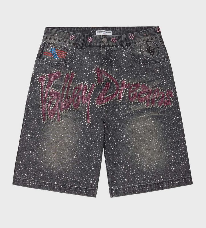 Vale Valley Iced Out Rhinestone Shorts Black
