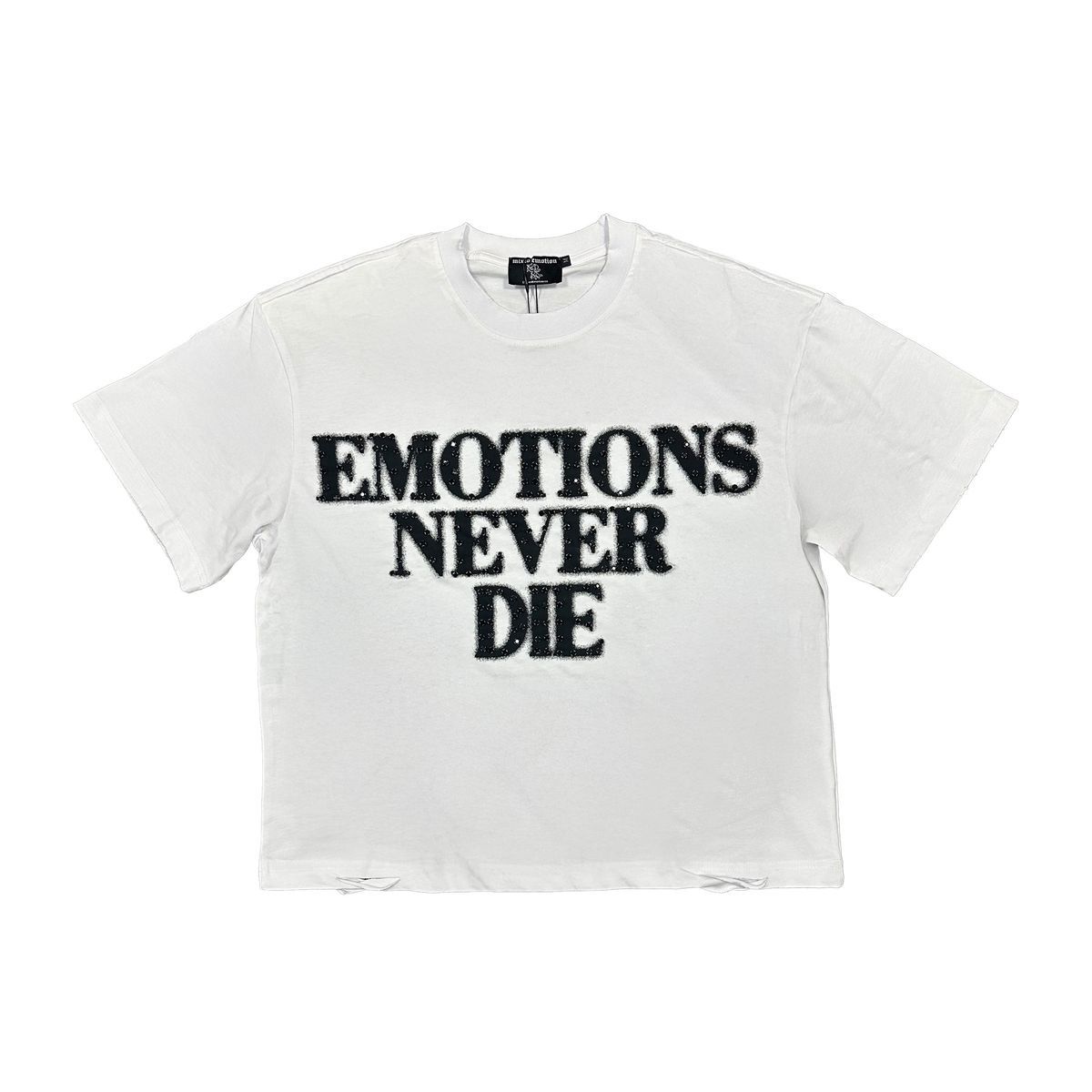 Mixed Emotions White End Rhinestone Tee