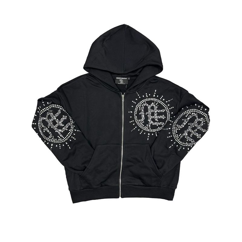Mixed Emotions Eclipse Rhinestone Hoodie Black